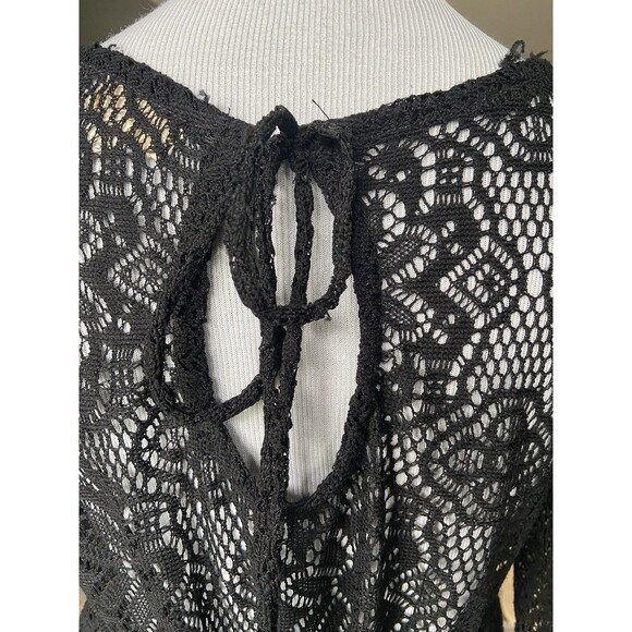 Lace Babydoll Top Womens XL Black Bell Sleeves Fairy Boho Whimsygoth Y2K Witchy - Picture 5 of 10